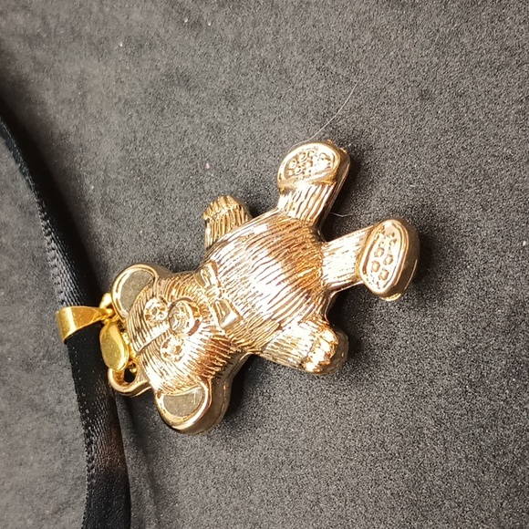 Hand Crafted Black and Gold Teddy Bear Necklace - Picture 2 of 3